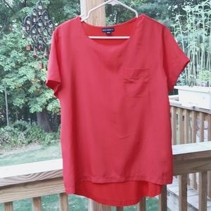 Metaphor Red Hi-Low Casual Short Sleeve Shirt Sz L